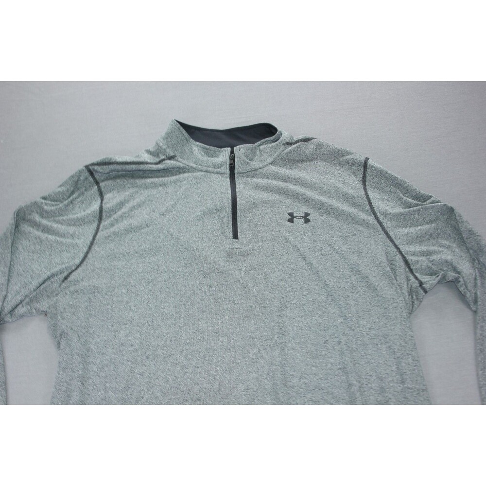 Under Armour Shirt Mens 3XL Gray Threadborne HeatGear Long Sleeve Quarter Zip - Picture 2 of 11
